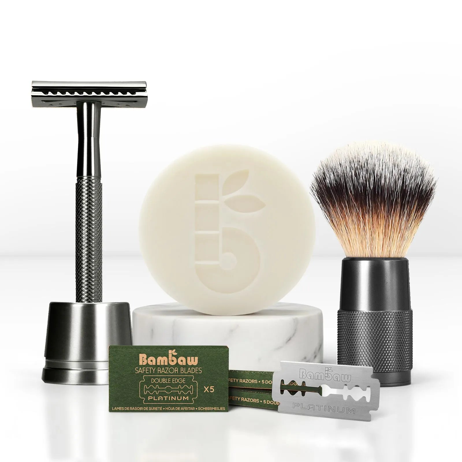 bambaw-rasier-set-schwarz-metall-rasierhobel-geschenkset image 1